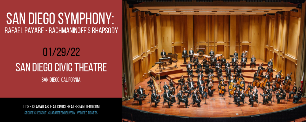 San Diego Symphony: Rafael Payare - Rachmaninoff's Rhapsody at San Diego Civic Theatre tickets San Diego Symphony: Rafael Payare - Rachmaninoff's Rhapsody at San Diego Civic Theatre